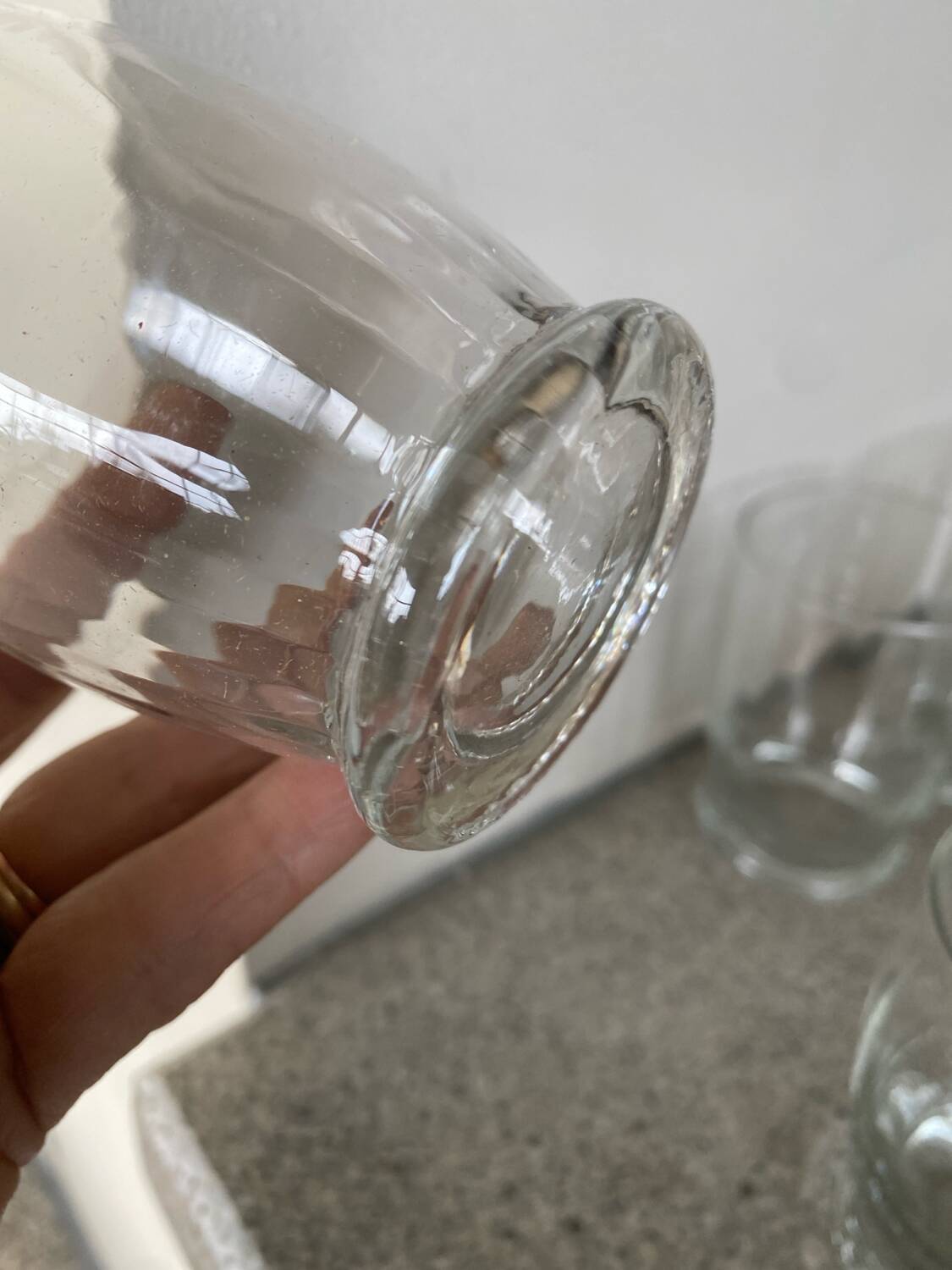 6 antique faceted glasses