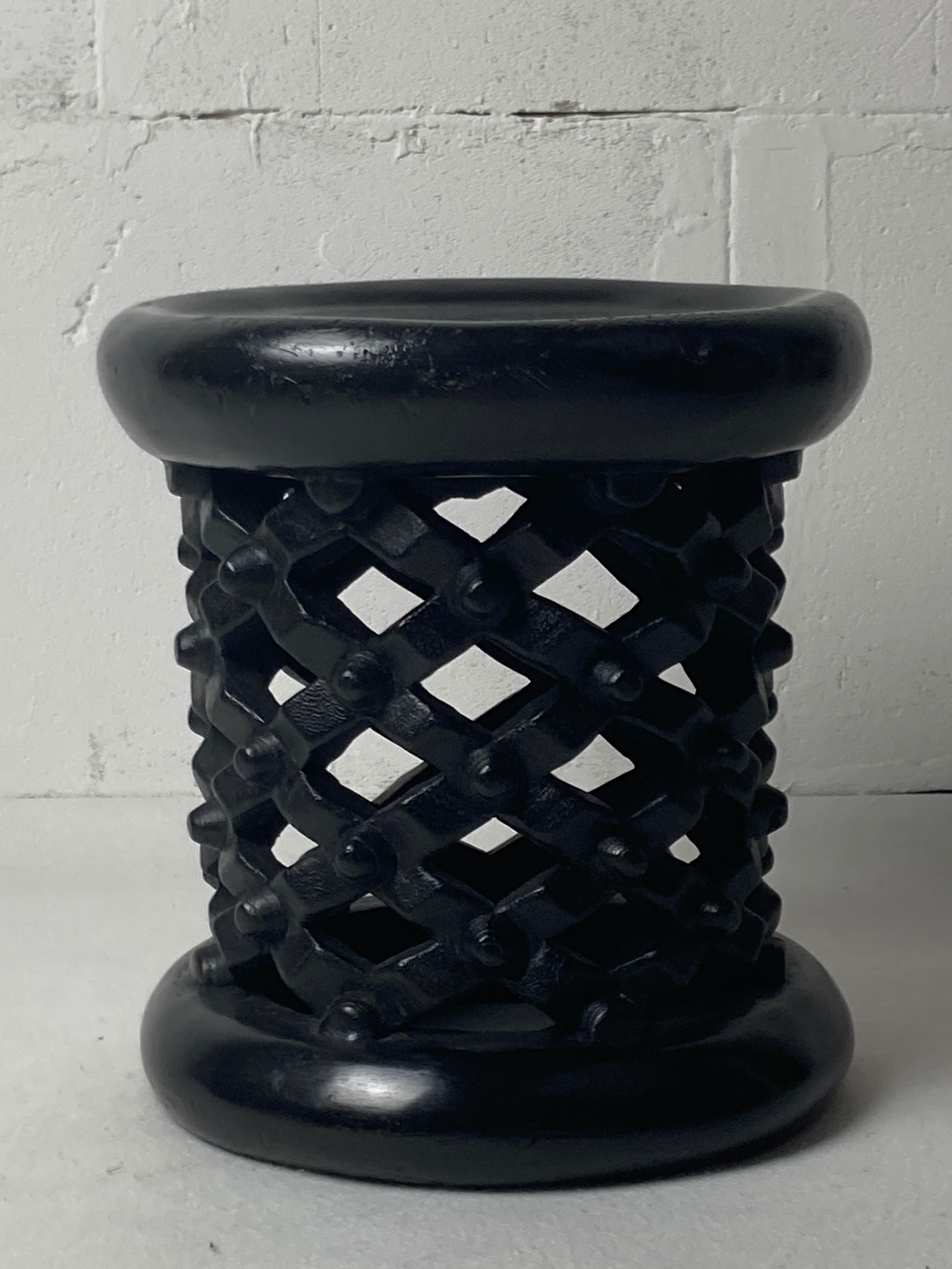 African ebonised Bamileke low stool, Cameroon, 1970s