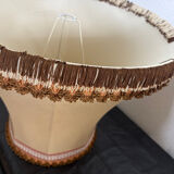 Pair of antique fabric lampshades with fringe