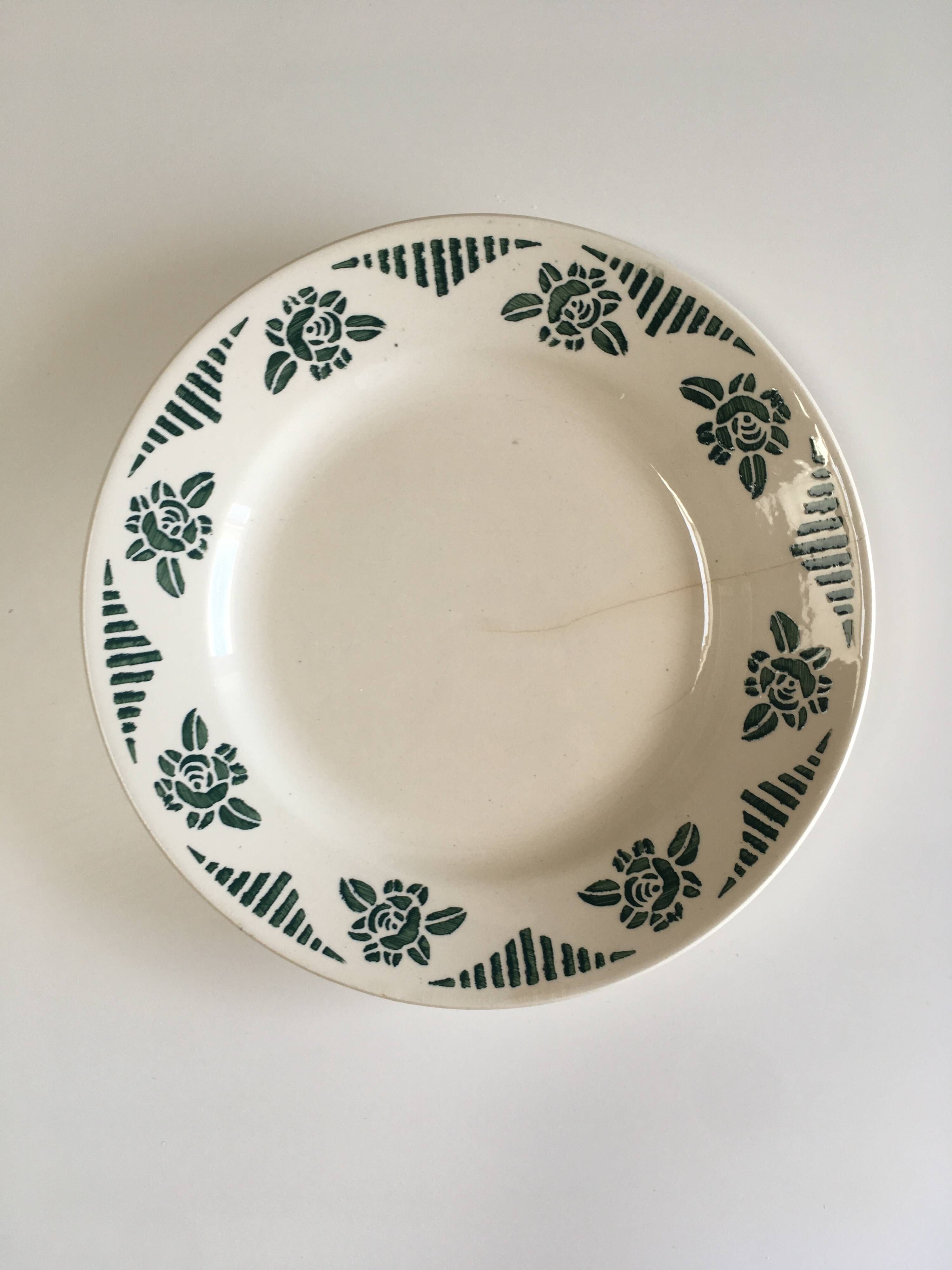 Set of 6 vintage earthenware plates - 1940s-1950s