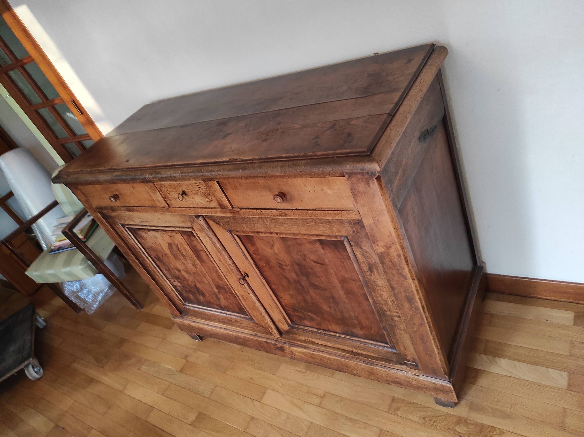 Parisian buffet 2 doors 3 drawers bahut rustic fir 19th century