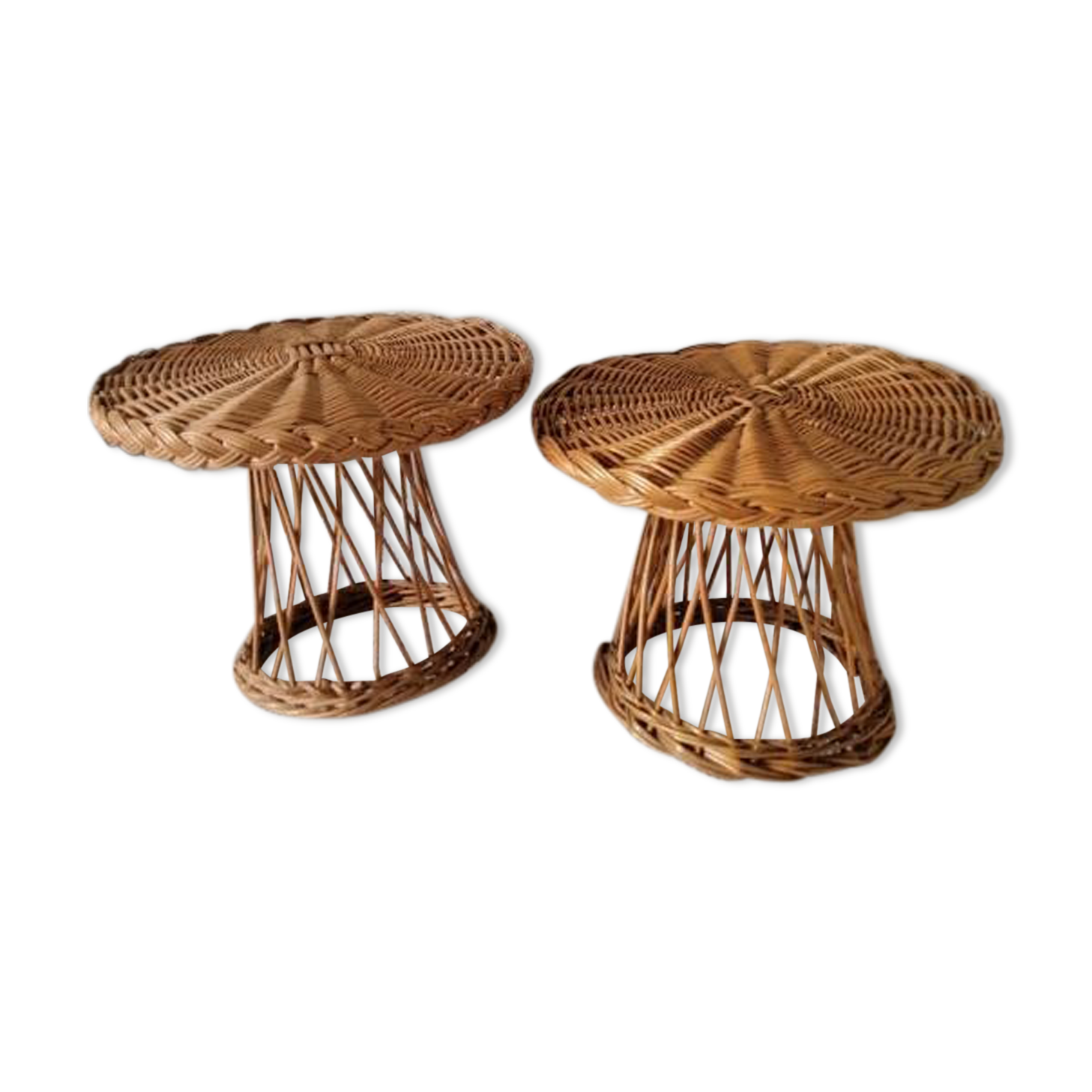 Duo of rattan coffee tables