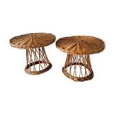 Duo of rattan coffee tables