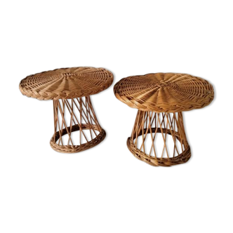 Duo of rattan coffee tables