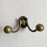 Antique double coat hook in solid brass