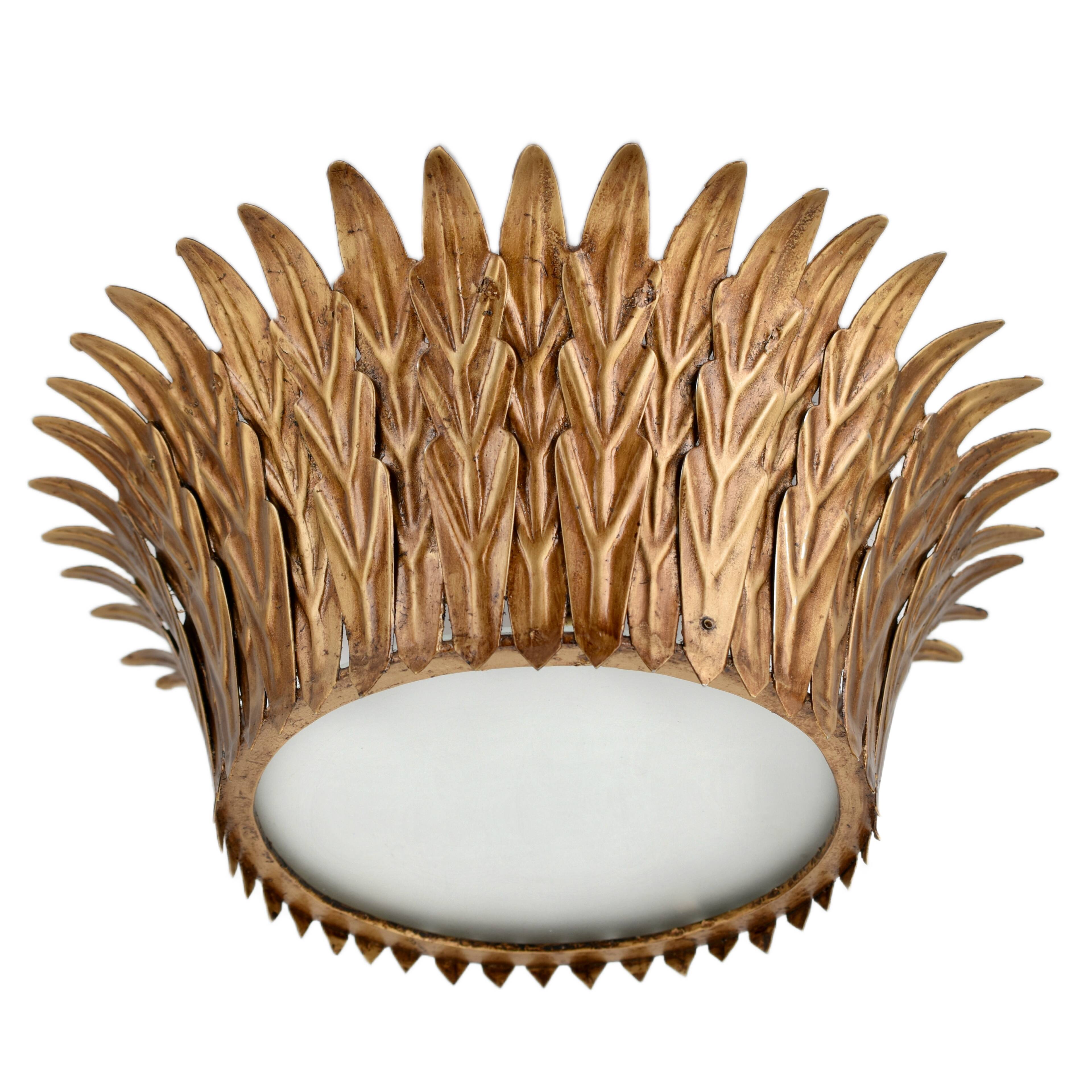Mid-century Spanish flush mount sunburst