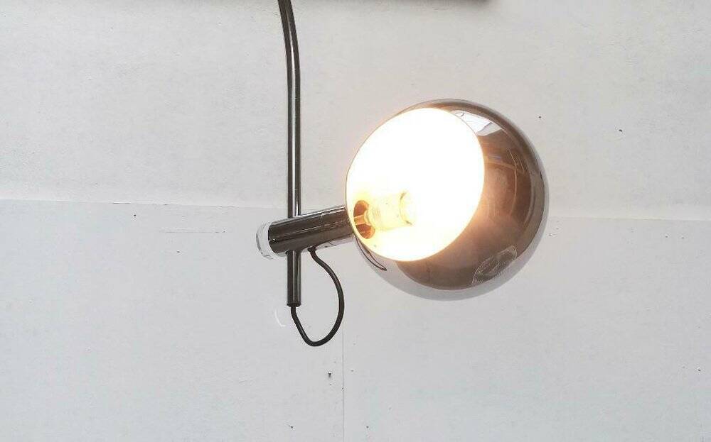 Chrome metal arc floor lamp Space Age mid-century by Cosack, 1960s