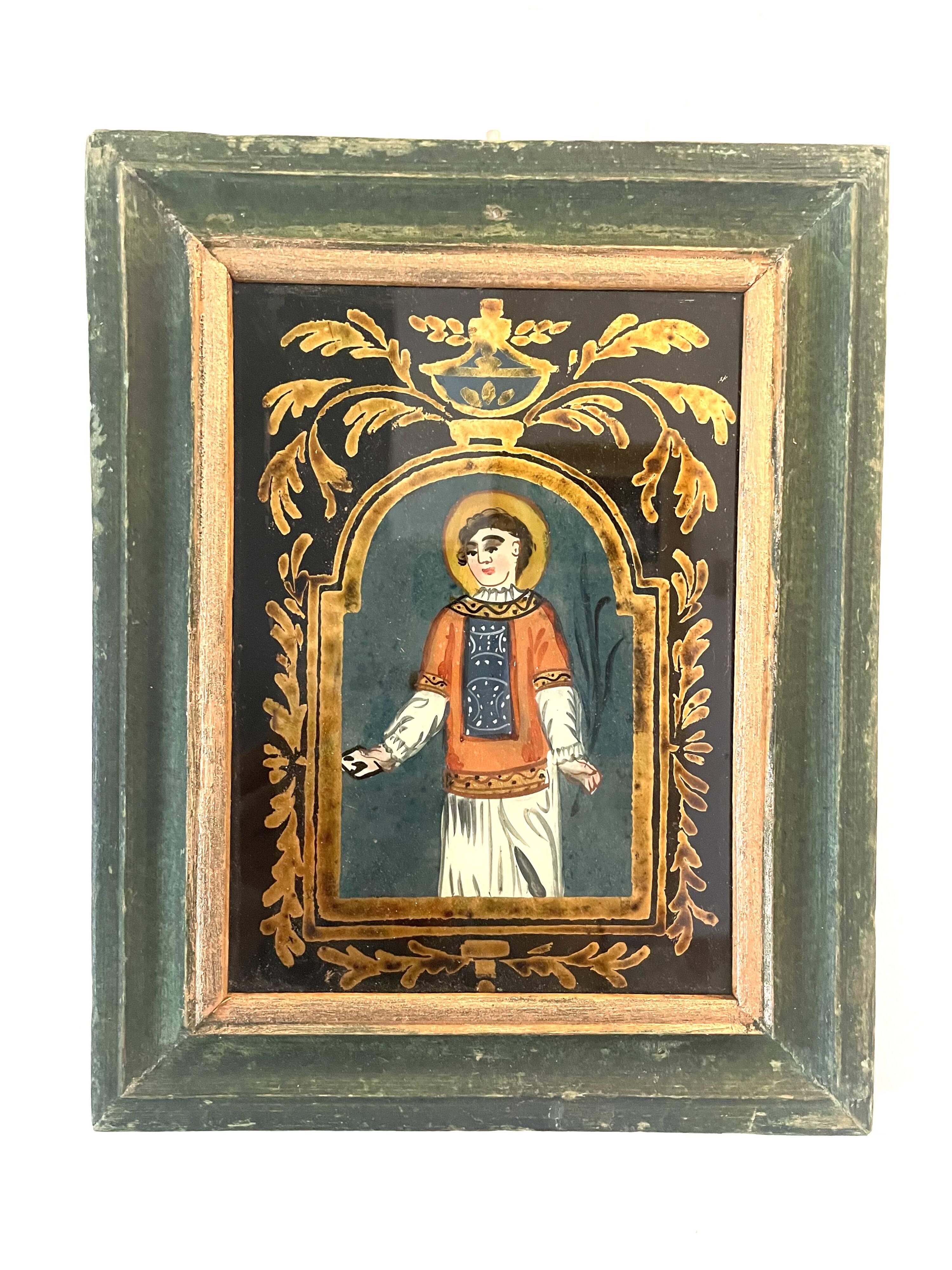 Painting fixed under glass, 19th century