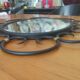 Miroir en fer forgé et bagues métal doré vers 1950 - 39cm