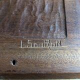 Vintage wooden serving tray signed Souron
