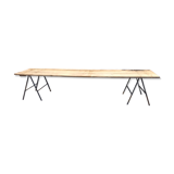 Oak table on metal trestles