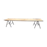 Oak table on metal trestles
