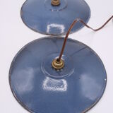 Pair of blue enamelled metal suspensions