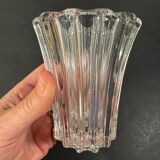 Vase vintage transparent à bords ondulés années 50/60