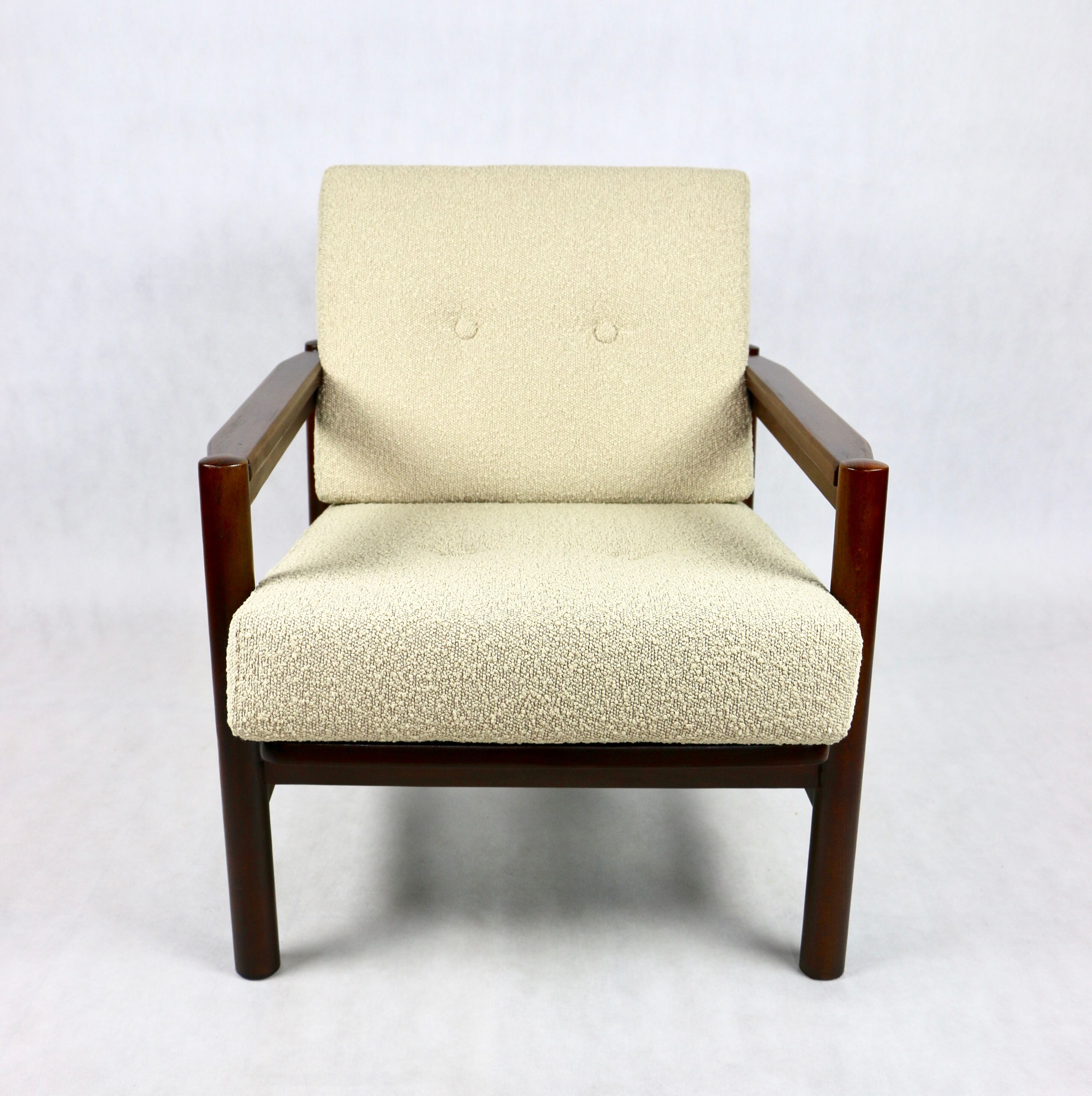Beige boucle vintage armchair, 1970s