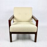 Beige boucle vintage armchair, 1970s