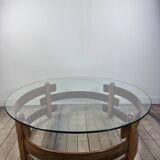 Table basse ronde scandinave en teck 1970