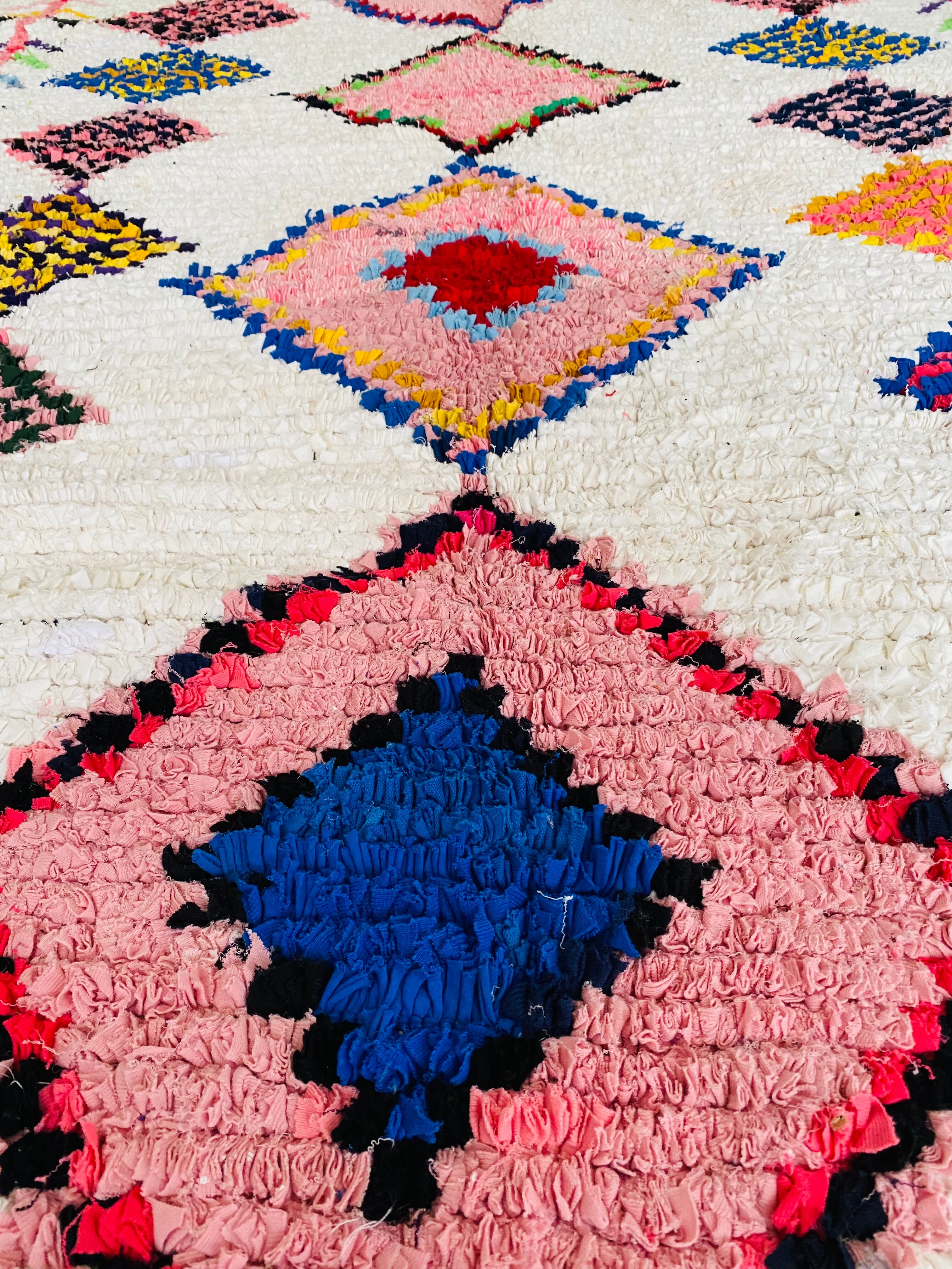 Berber carpet Boucherouite diamonds 138x230