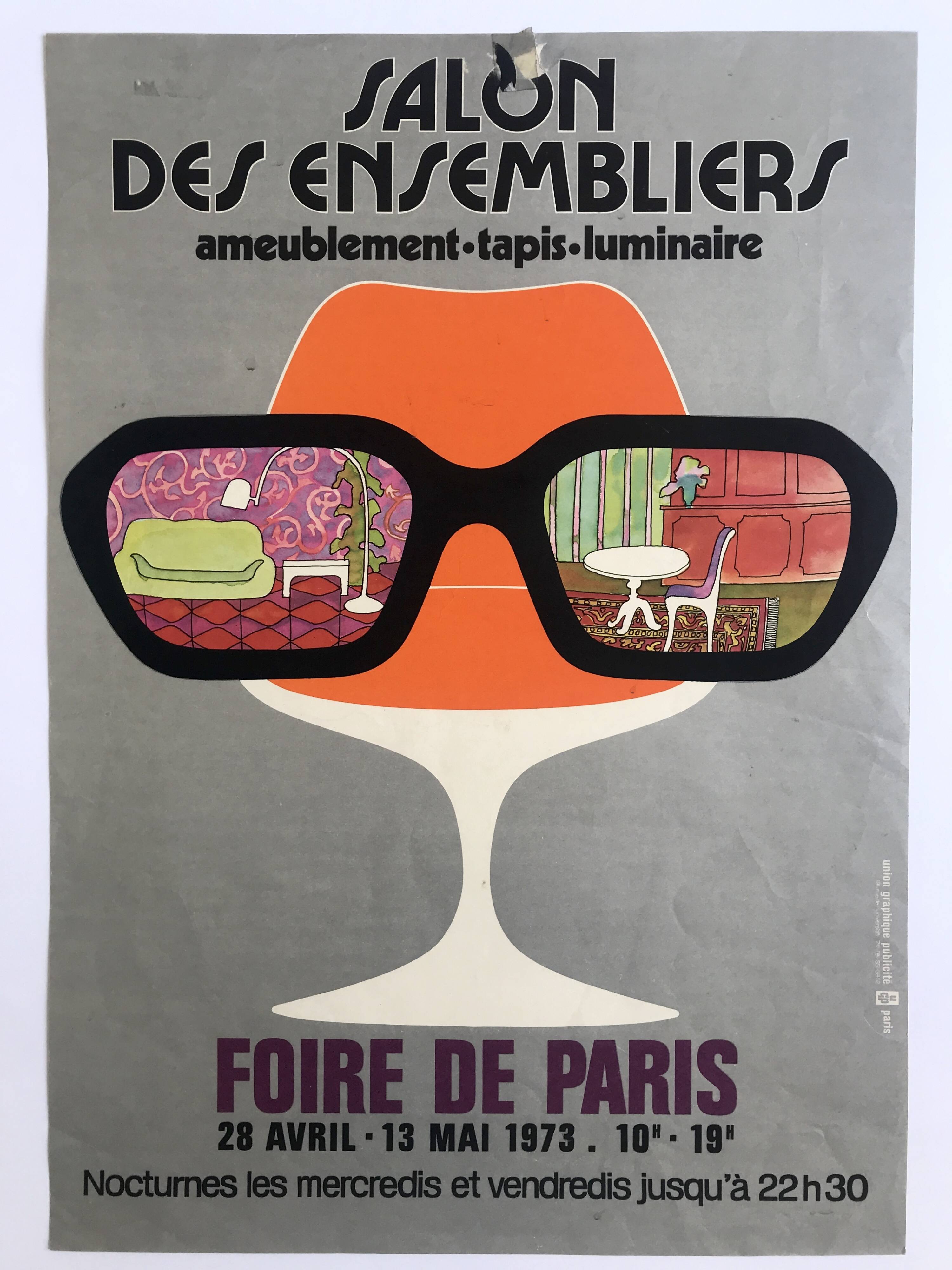 Original design poster of the Salon des assembliers / Foire de Paris, 1973