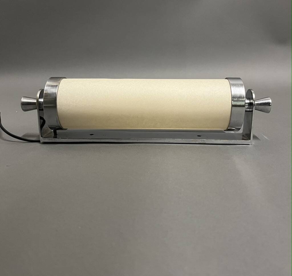 modernist nickel-plated metal wall light