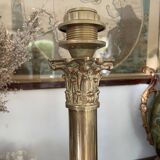 Pair of brass and bronze column lamp 44cm