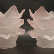 Paire de tulipes en pâte de verre couleur rose pâle