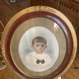 Colorized photo portrait of little boy