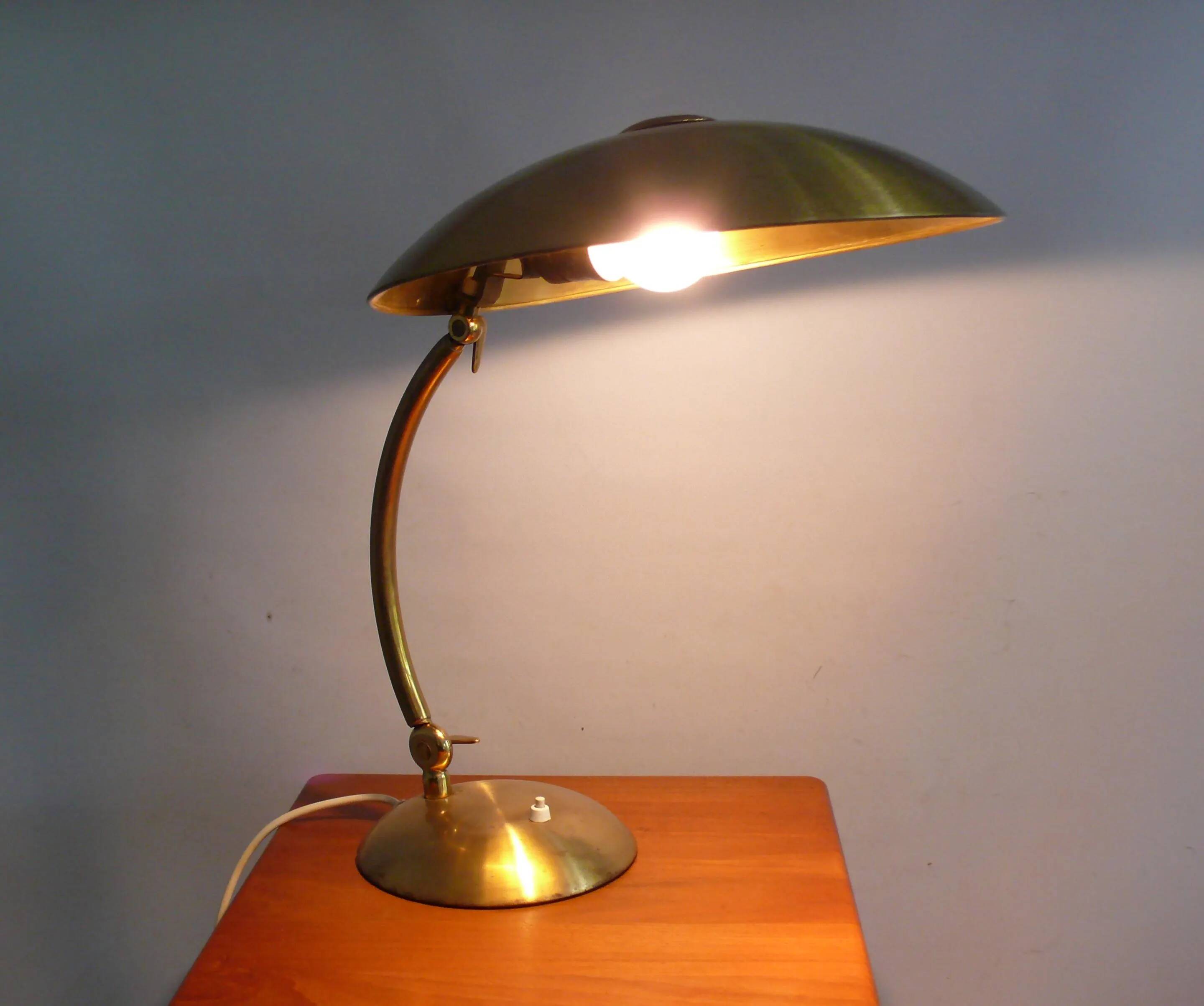 Large brass table lamp, Egon Hillebrand, 1930s