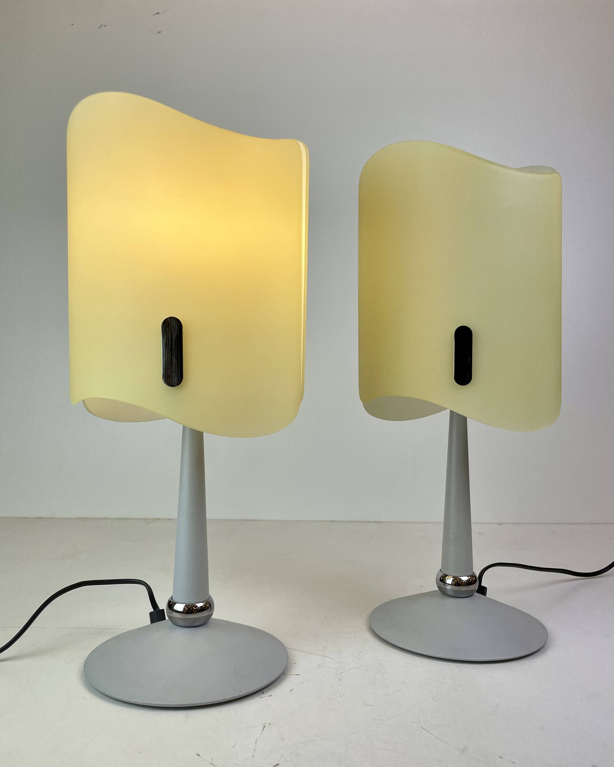 Pair of Italian Opaline Table Lamps, 1990s