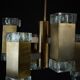 Italian glass and brass 12 lights chandelier produced by Sciolari in the 70