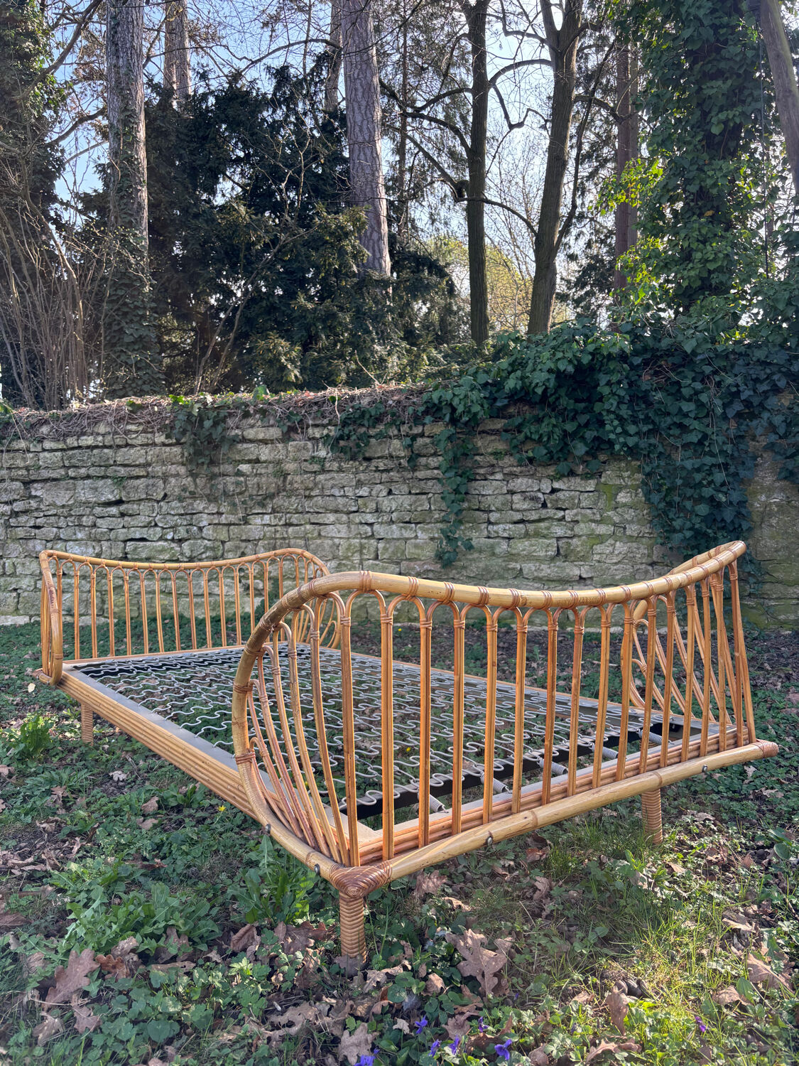 Vintage rattan bed