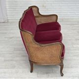 1950s, Danish 3-seater sofa, furniture velour, ash wood, mesh.