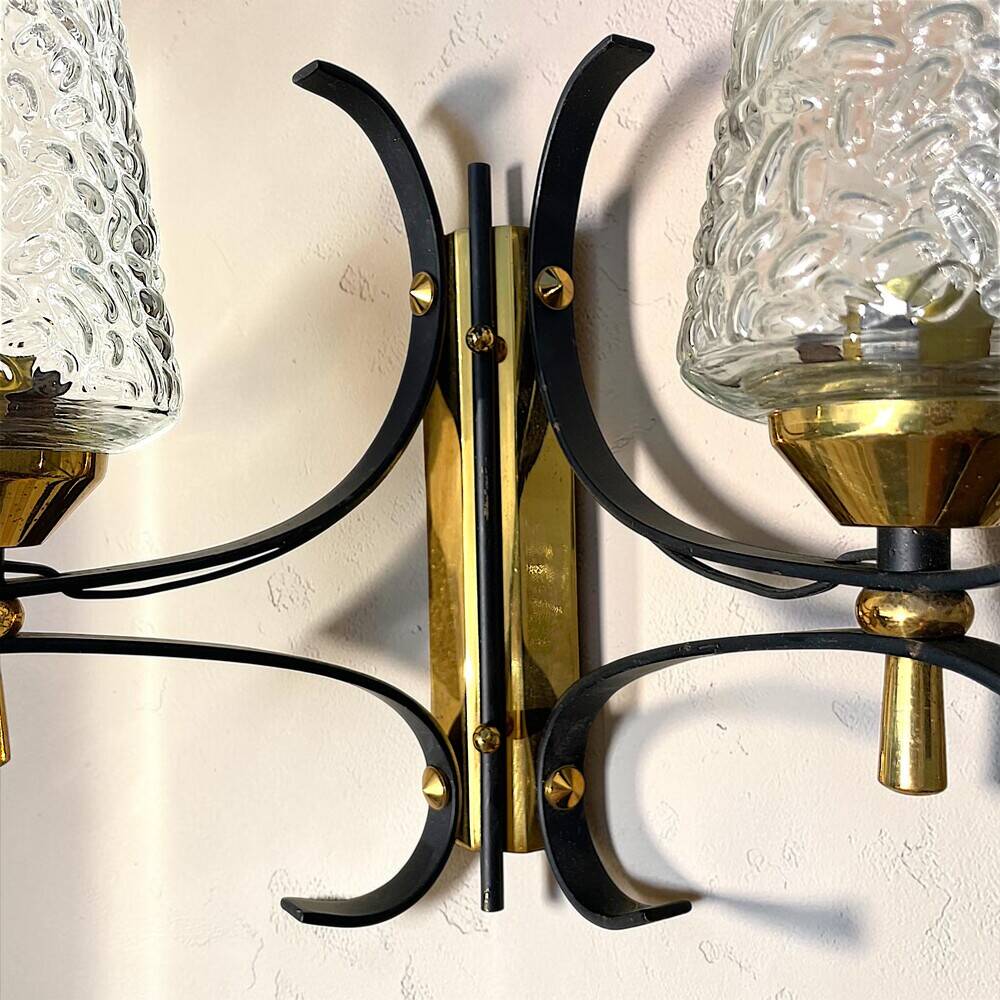 Pair Mid Century Itaian Modern  double wall sconce