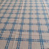 Nappe damassée blanche et bleue et 6 serviettes