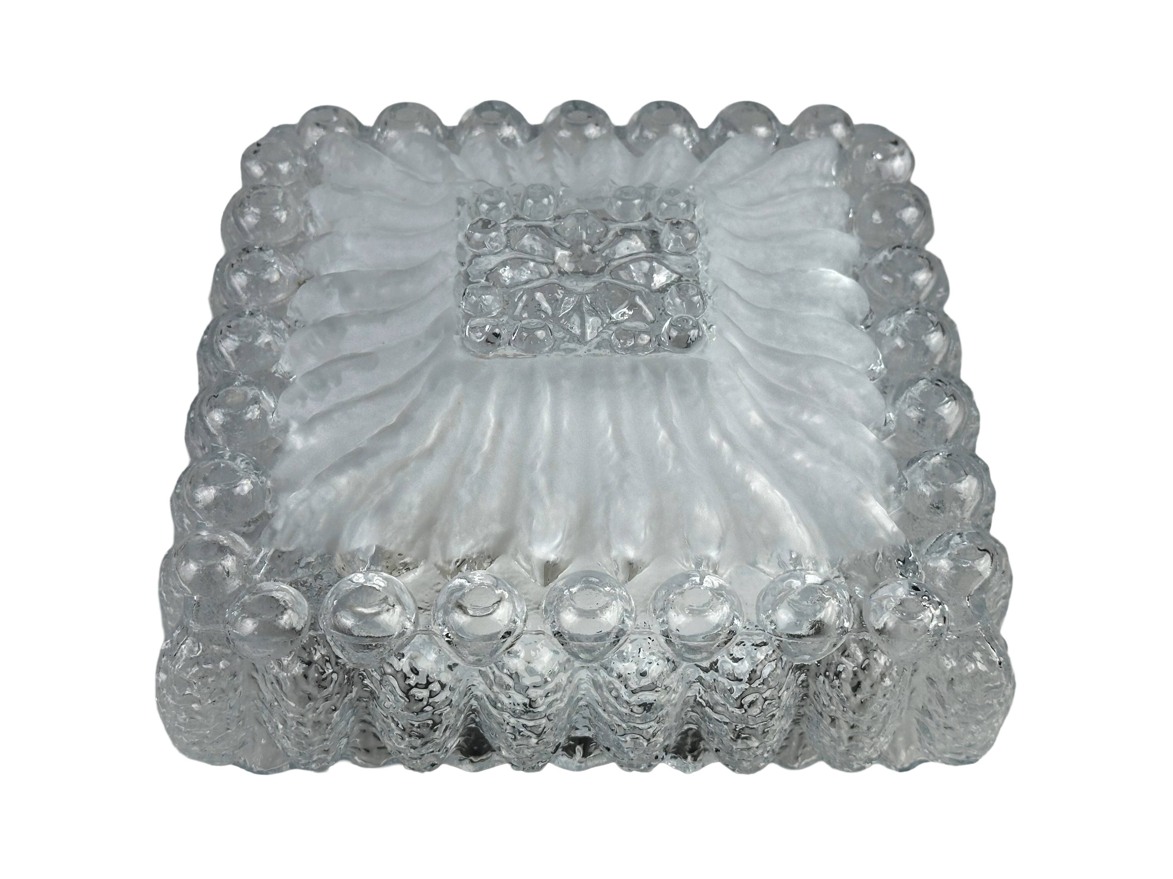 1960s/70s Ceiling Lamp, Flush Mount Glass, German Design