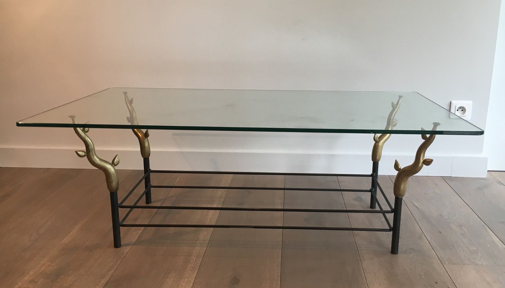 Table basse en fer forgé dans le goût de Willy Daro