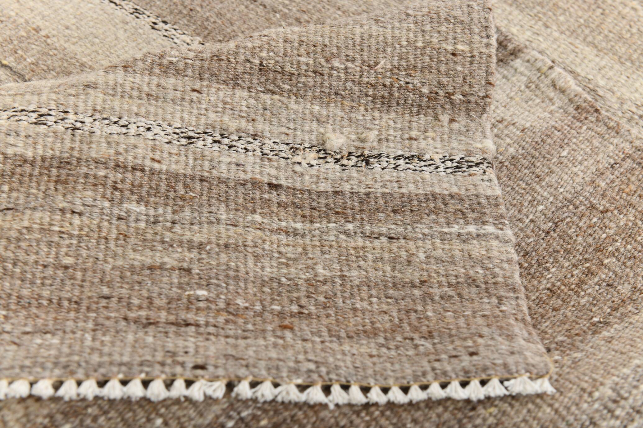 Large Brown Beige Turkish Kilim Rug, 313x374Cm