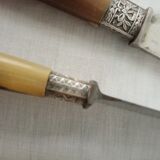 Box 12 old table knife blade steel blade Virole Louis XVI horn handle