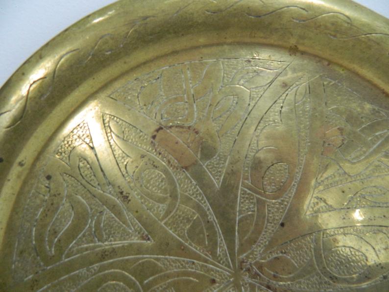 Moroccan tray in engraved brass
