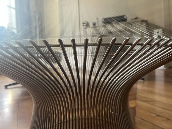 Table Basse en Acier et Verre de Warren Platner, 1962