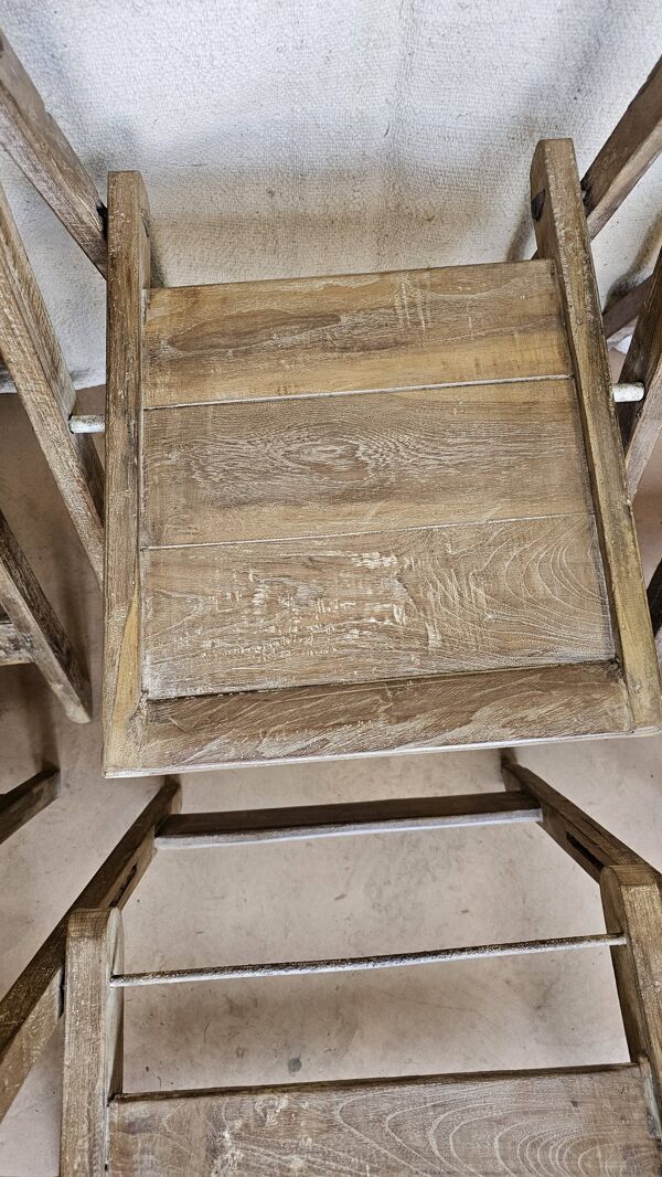 Lot de 6 chaises de cinéma pliante en teck