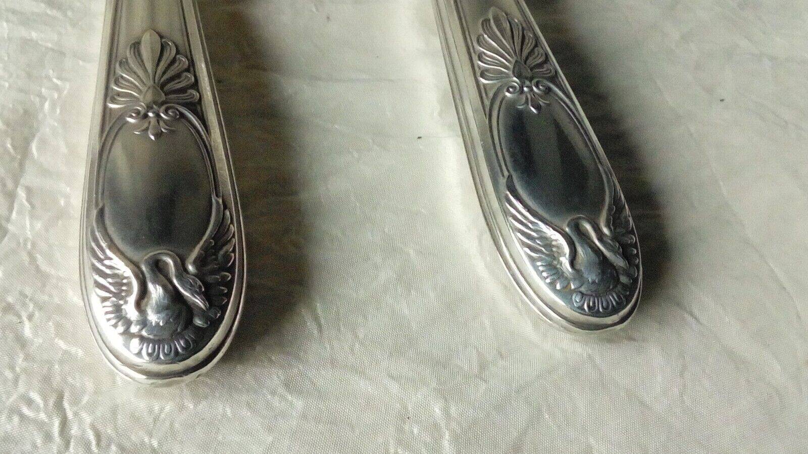 Horn salad cutlery, silver handle, late 19th century