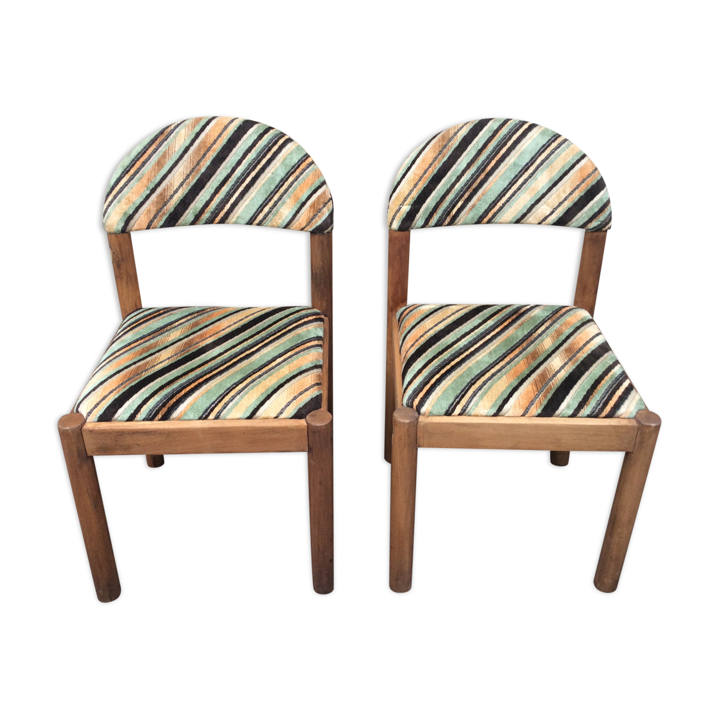 Paire chaises bois et tissu