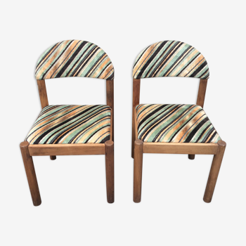 Pair of wooden chairs and fabric