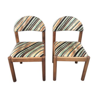 Pair of wooden chairs and fabric