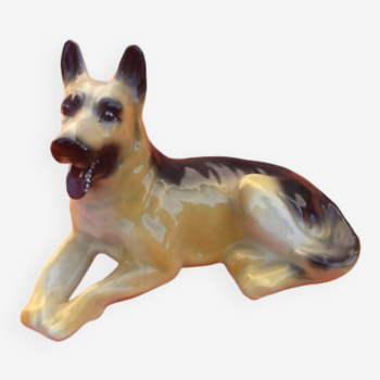 1970s zoomorphic sculpture glazed ceramics german shepherd dog