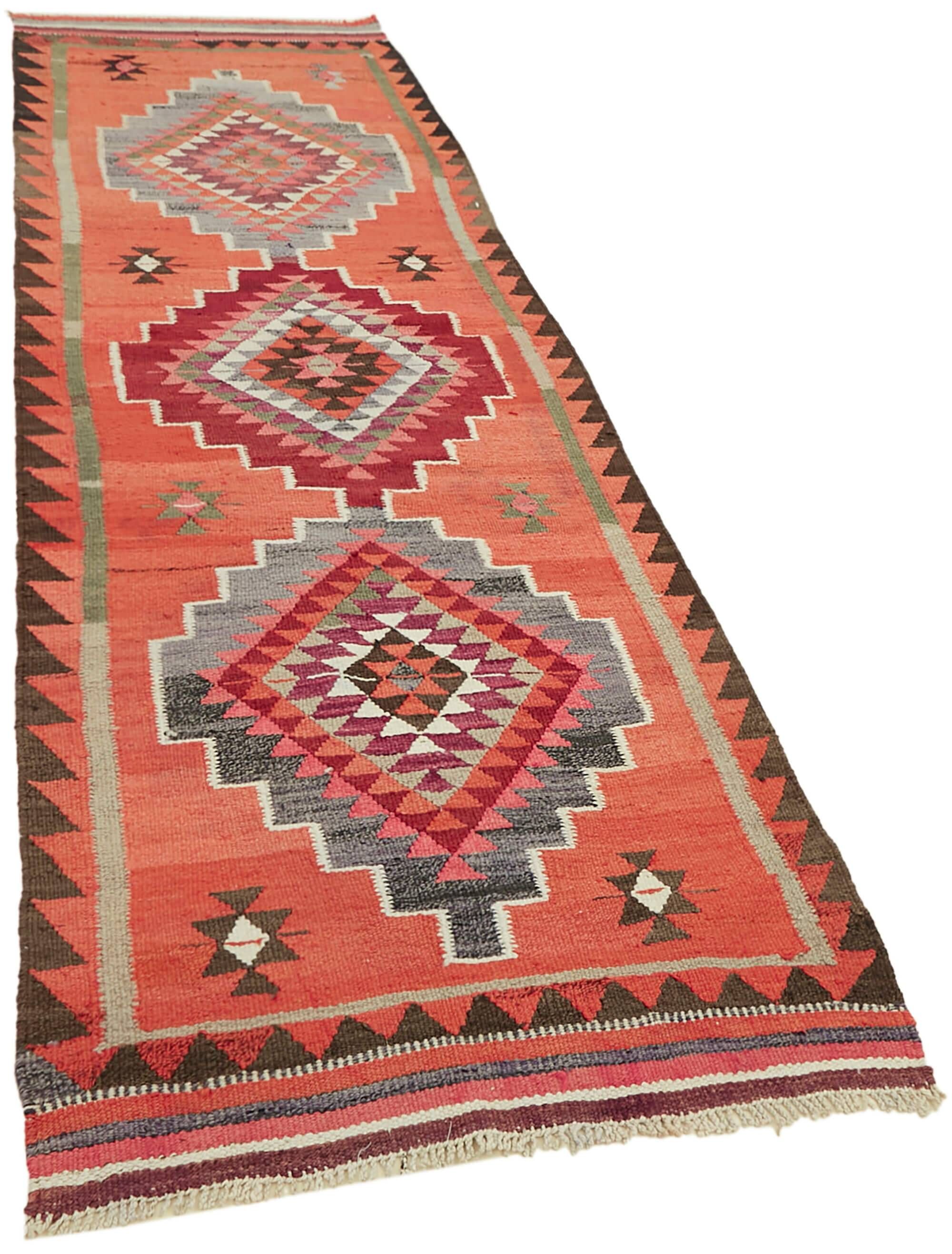 Turkish Handwoven Vintage Herki Kilim 98 cm x 313 cm