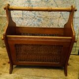 Oak caned magazine rack
