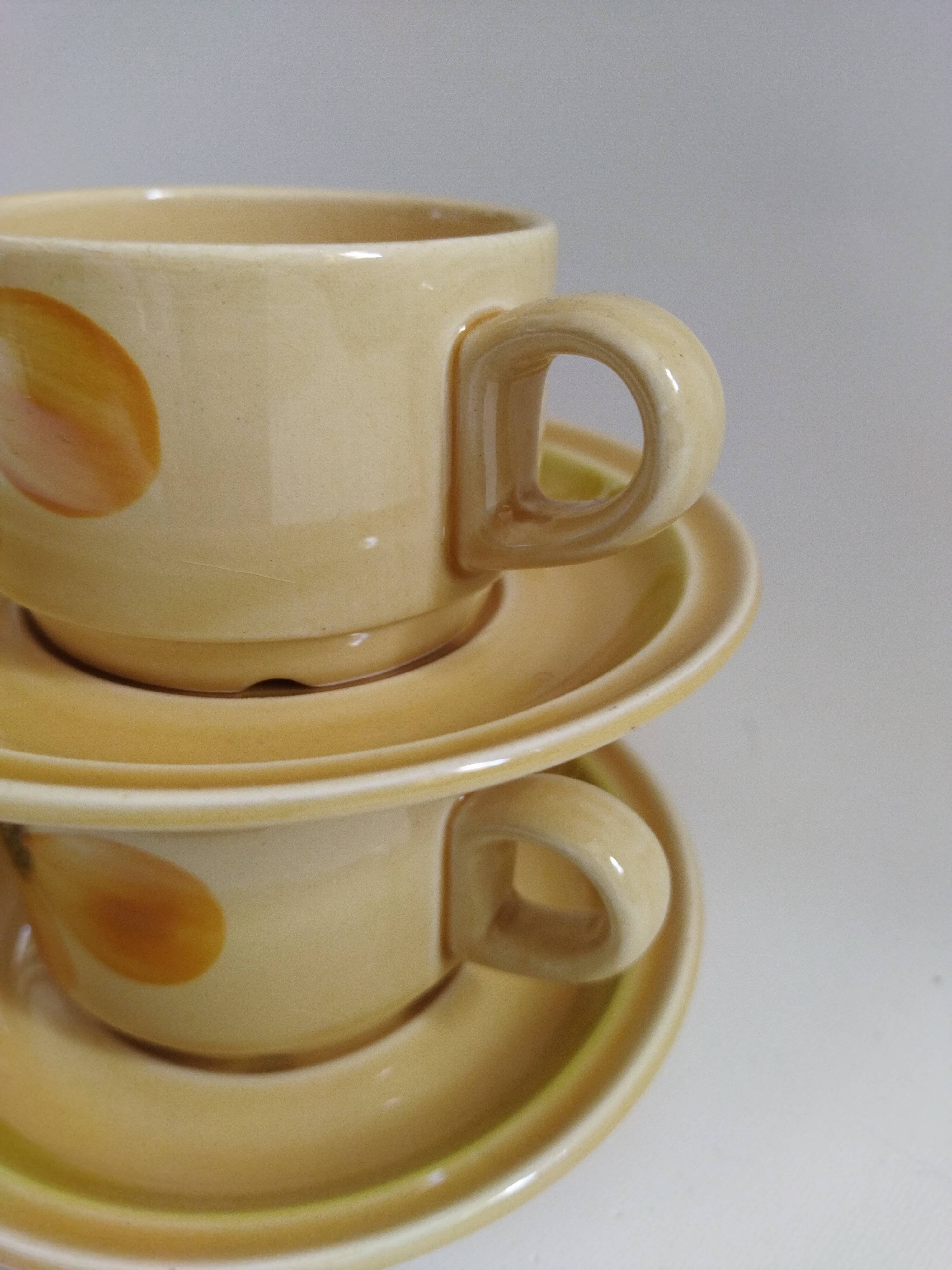 6 Gien "Sun" coffee cups