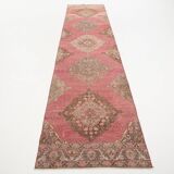 3x13 Red & Pink Vintage Runner Rug, 91x399Cm